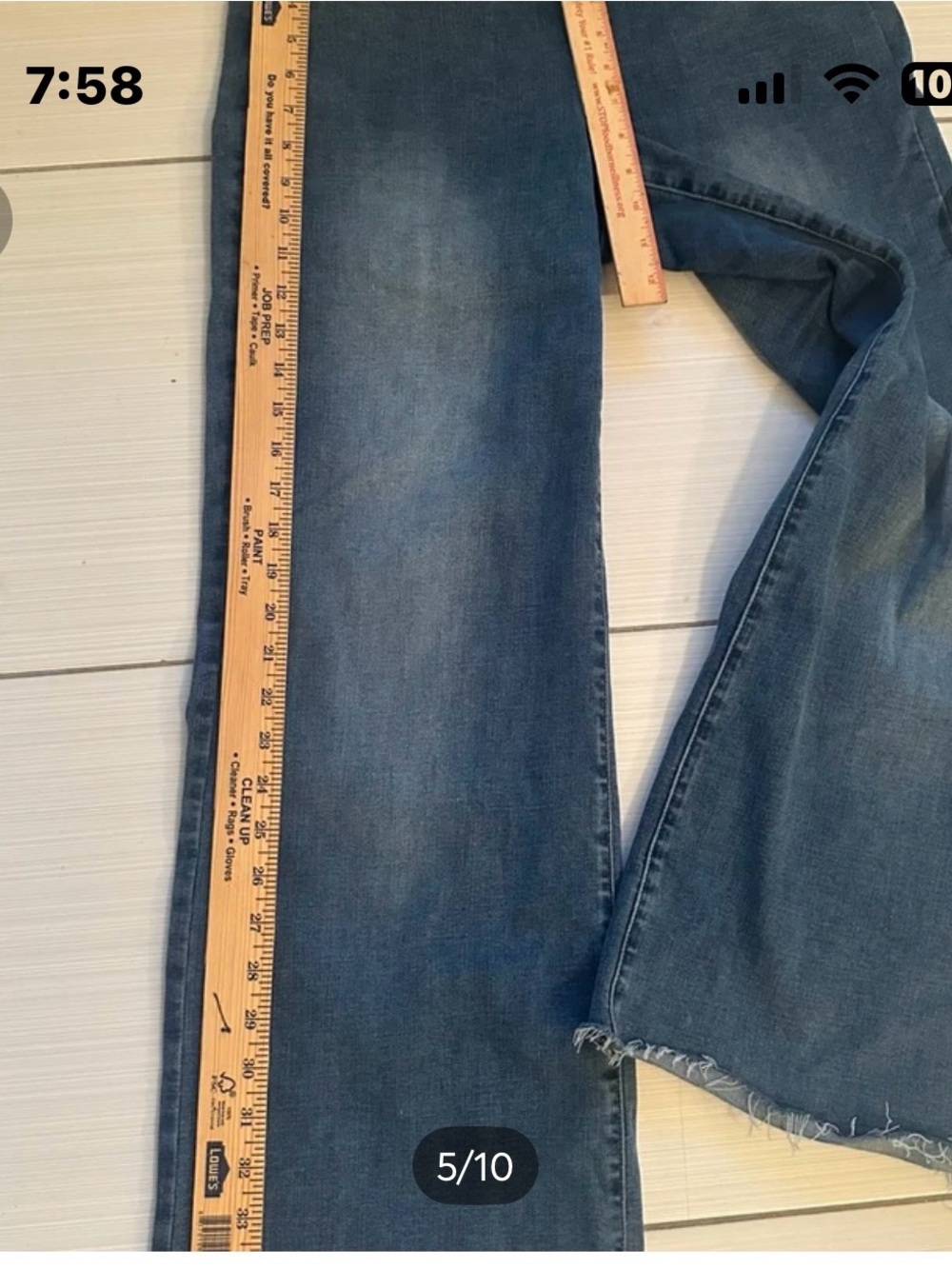 nYDJ wide leg elastic waist blue jean frayed hem - Picture 4 of 9